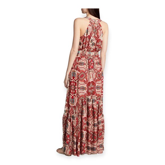 Ramy Brook Savanna High-Low Maxi Dress Red Print Silk Blend M NWT - Picture 2 of 14